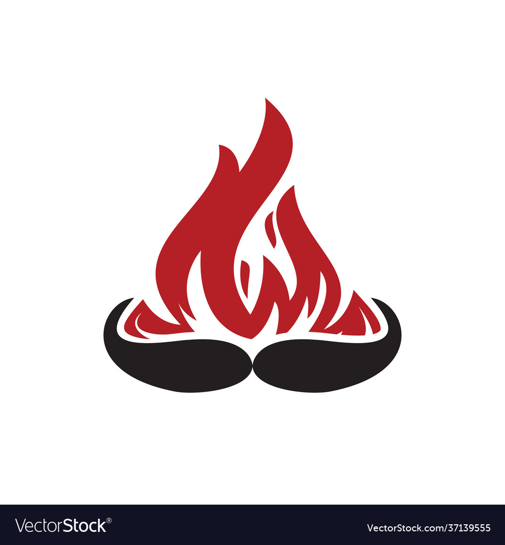 Mustache fire logo design concept