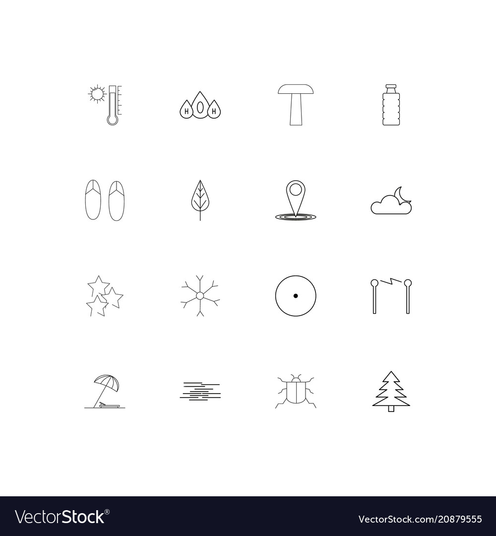 Nature linear thin icons set outlined simple