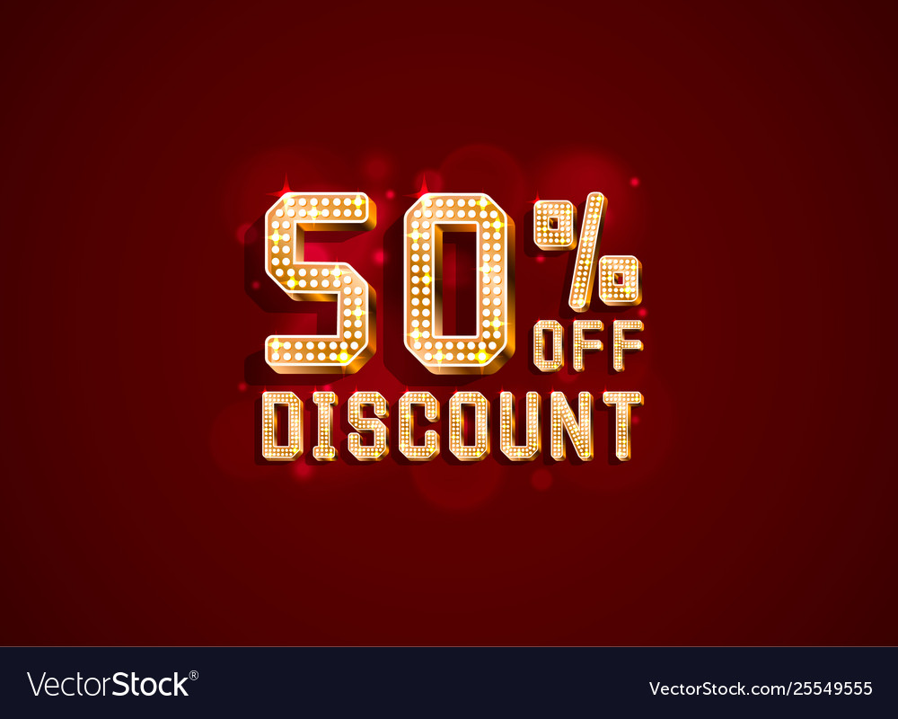 Neon 50 sale off text banner night sign