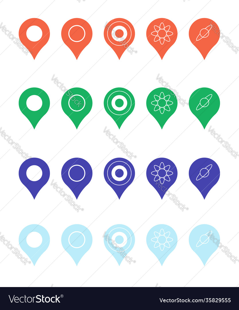 Pins for map location symbol navigation position vector image Pins for map location symbol navigation position