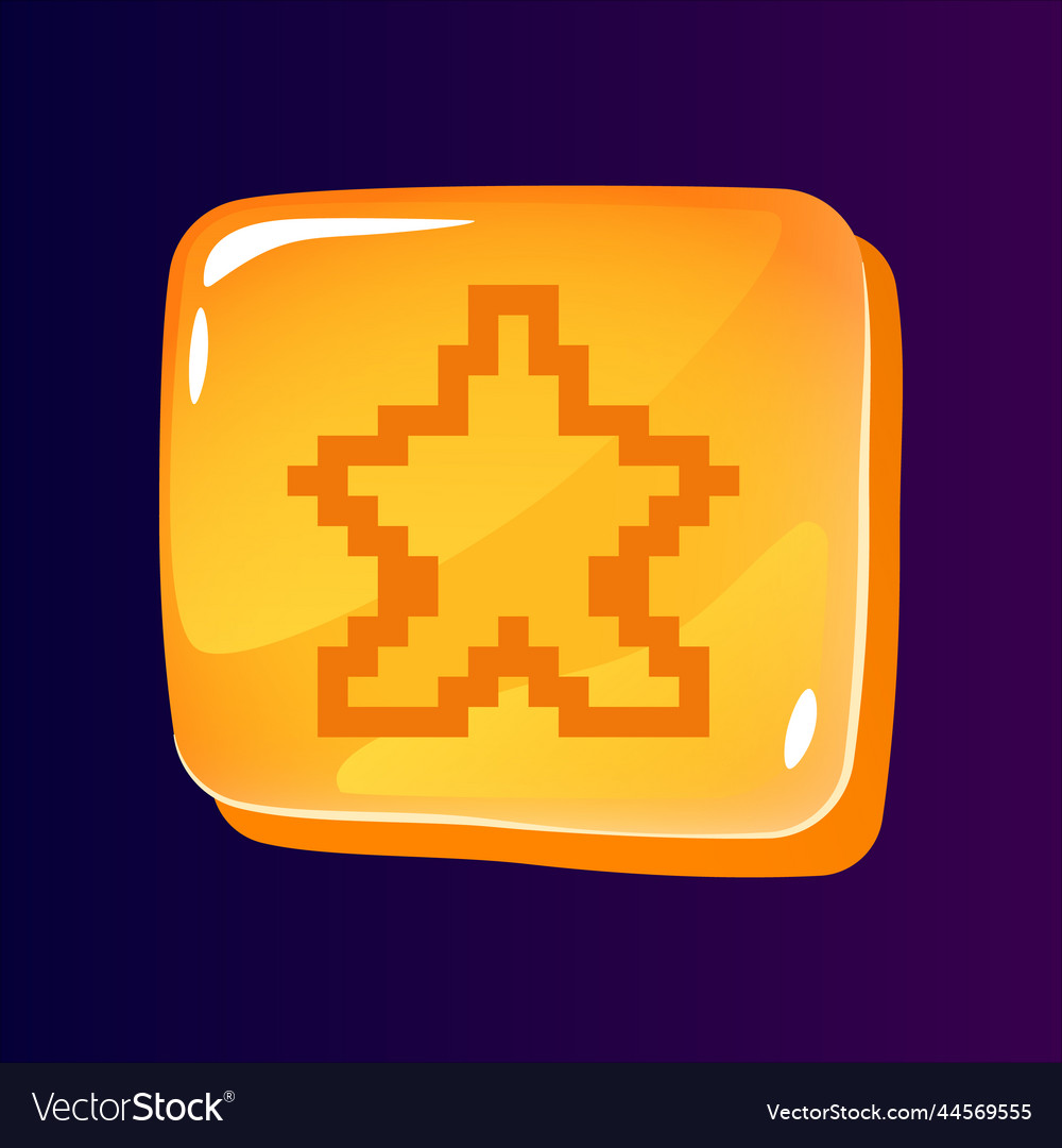 Rate mark glossy ui button with pixelated icon vector image Rate mark glossy ui button with pixelated icon