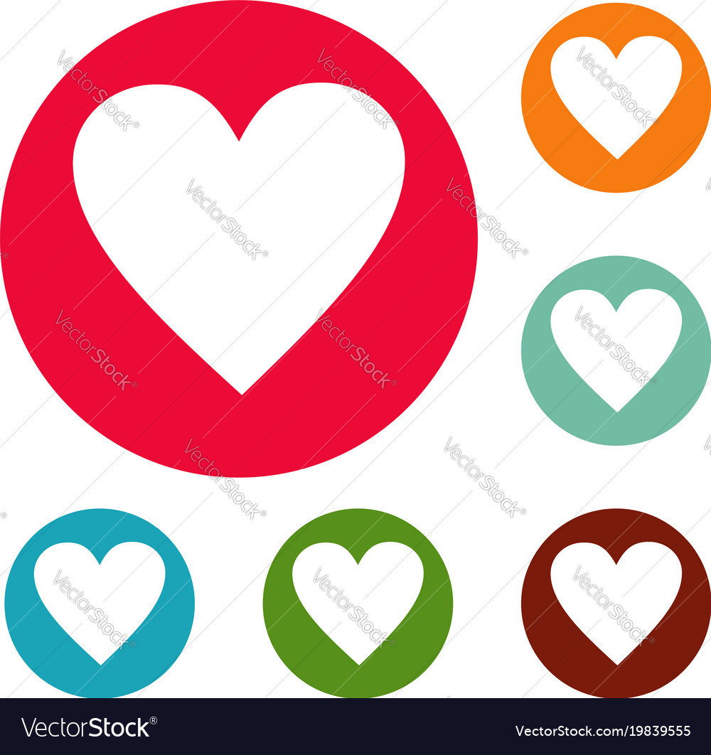 Red heart icons circle set Royalty Free Vector Image