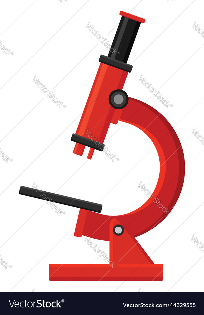 Red microscope on a white background Royalty Free Vector
