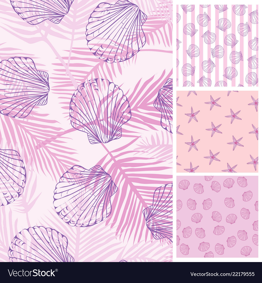 Set of sea and nautical seamless patterns