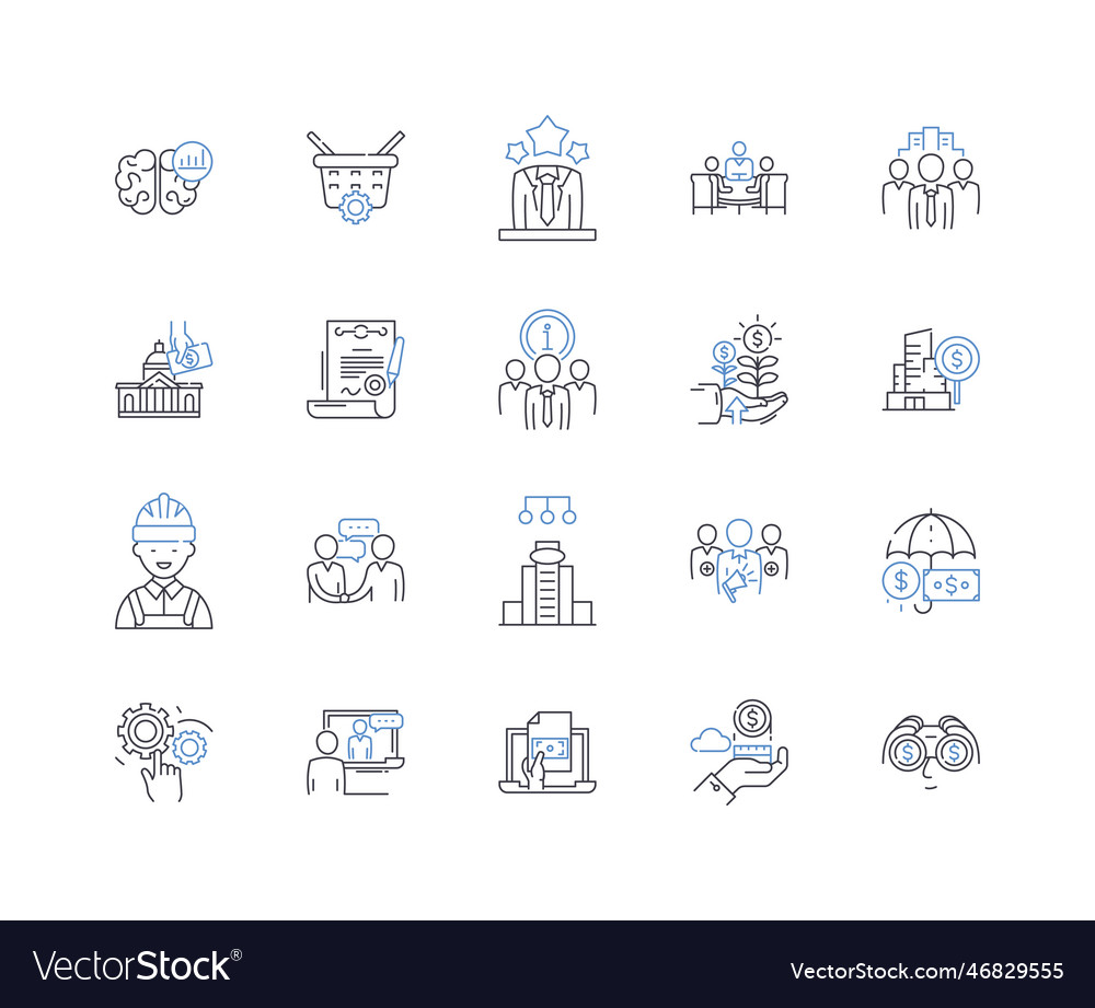 Trade routines line icons collection transactions vector image Trade routines line icons collection transactions