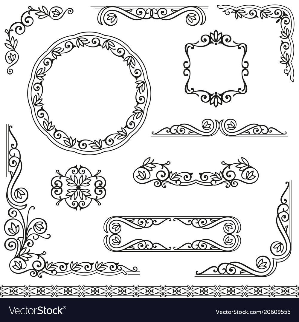 Vintage Decorative Frames Design Element Set Vector Image