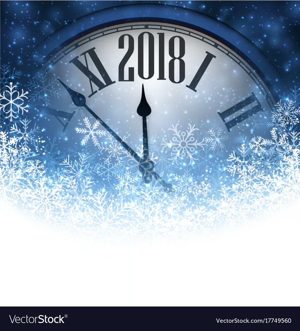 2018 new year background with clock