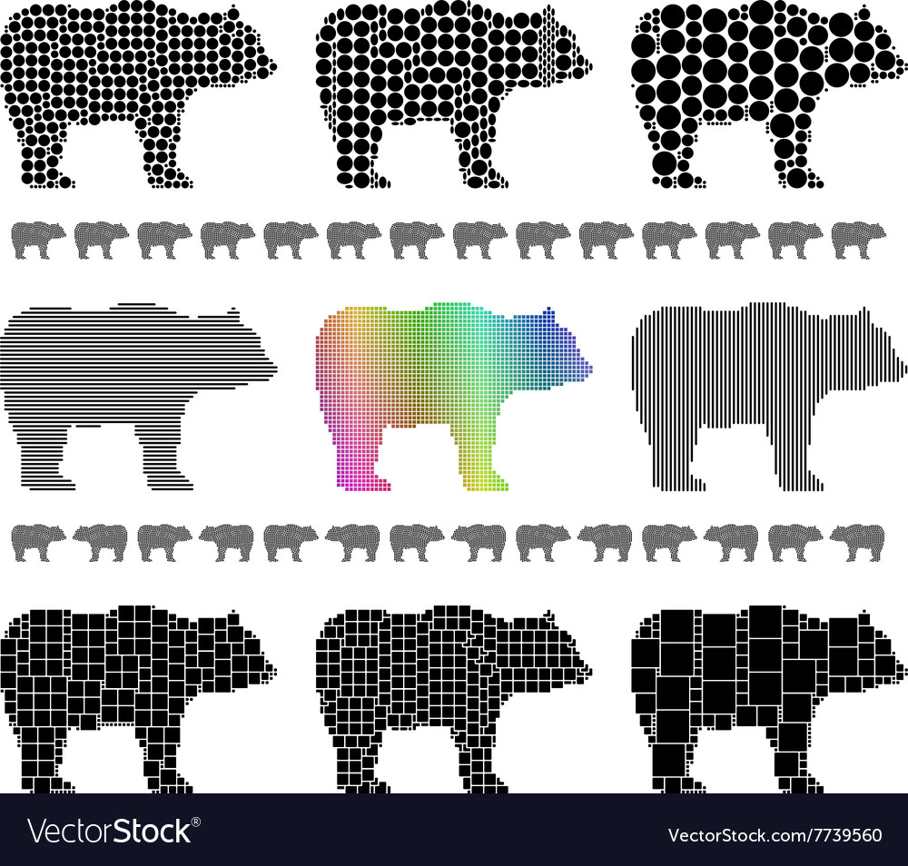 Bear silhouette mosaic set