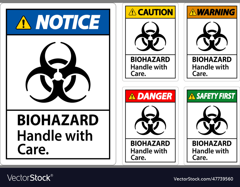 Biohazard warning label handle with care