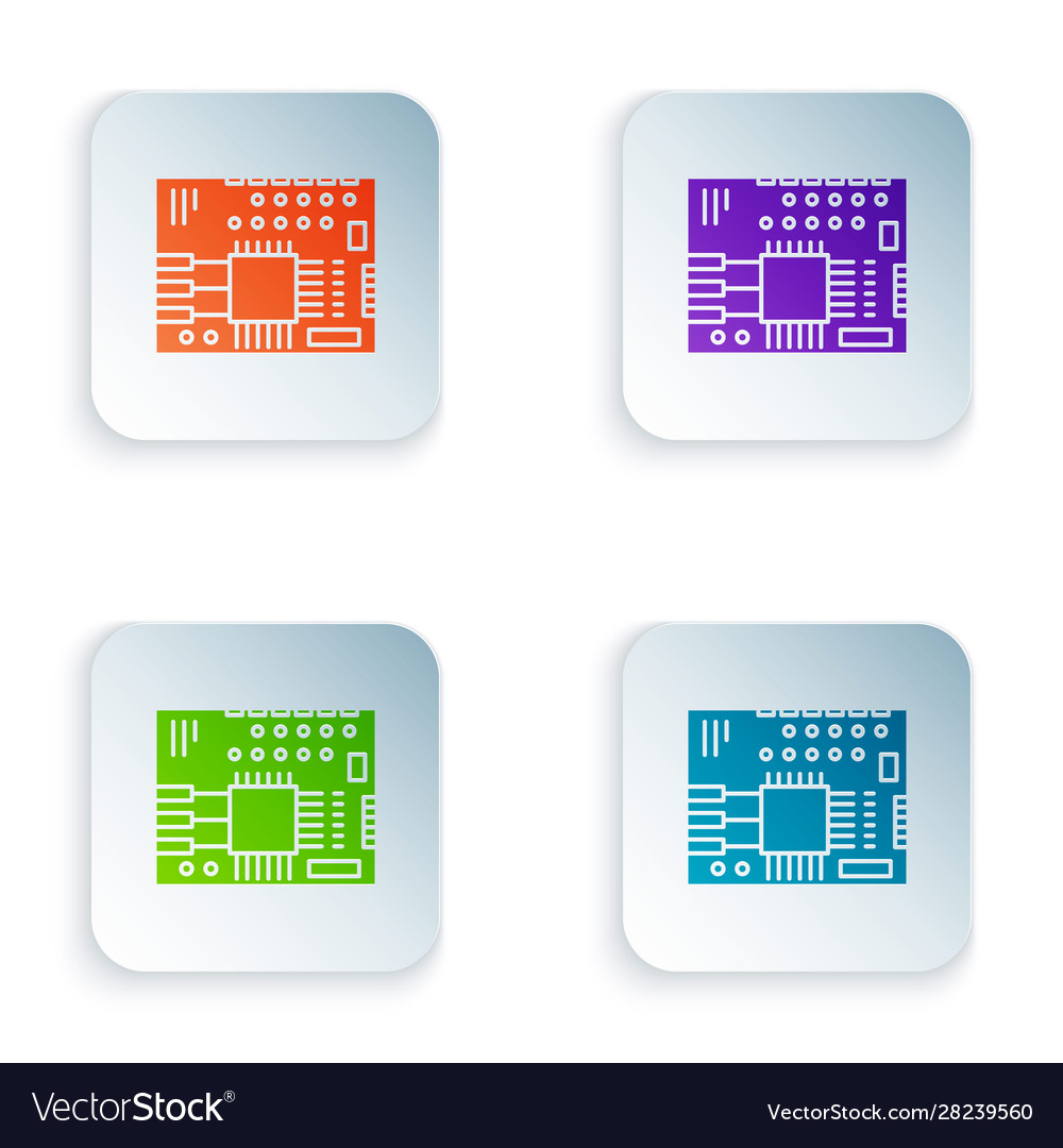 Color printed circuit board pcb icon isolated Vector Image