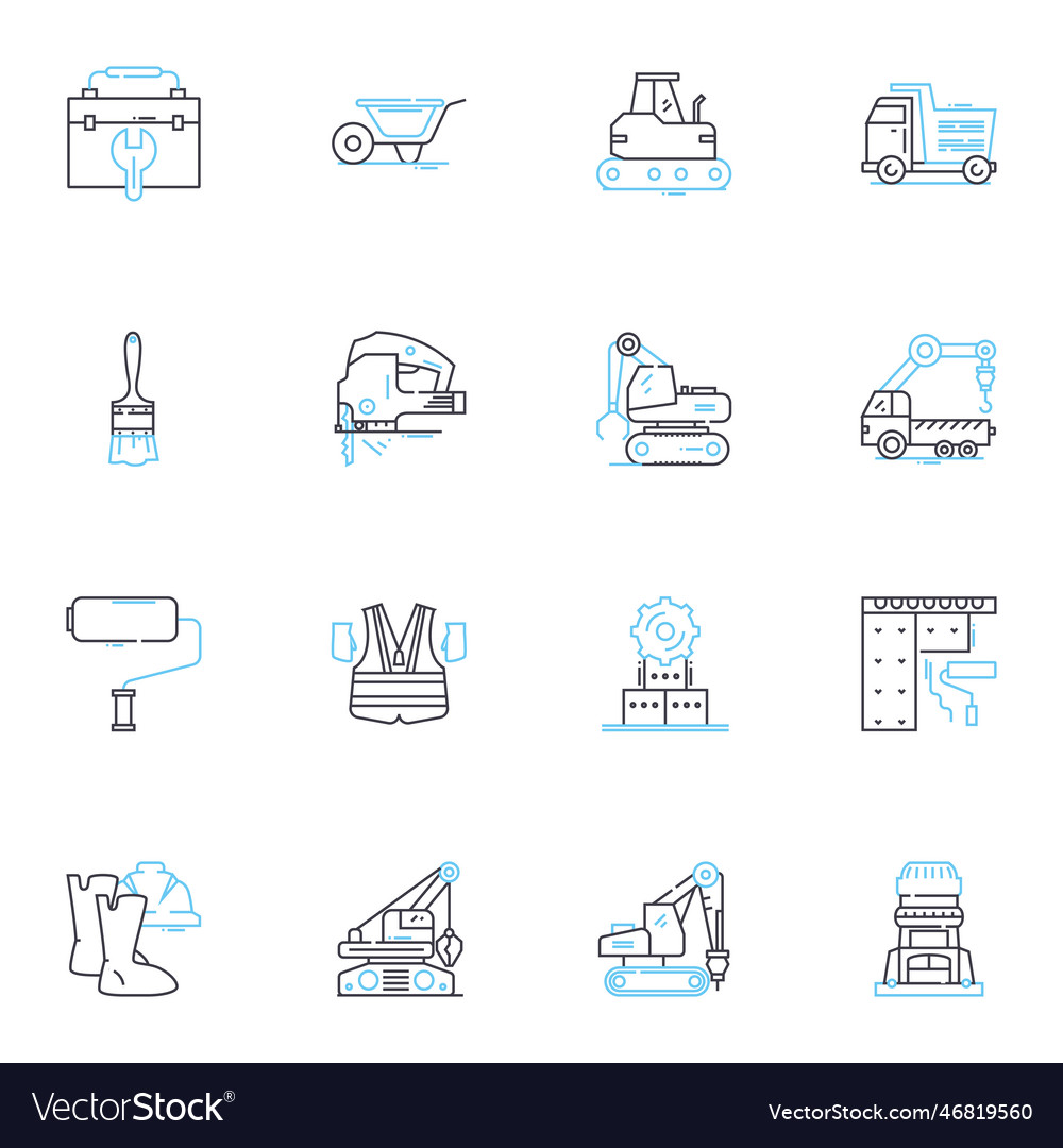 Durable design linear icons set resilient robust vector image Durable design linear icons set resilient robust