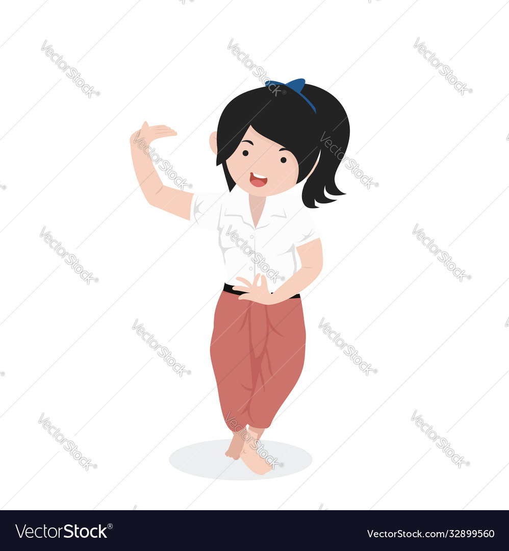 Girl student traditional thai dancer cartoon Vector Image