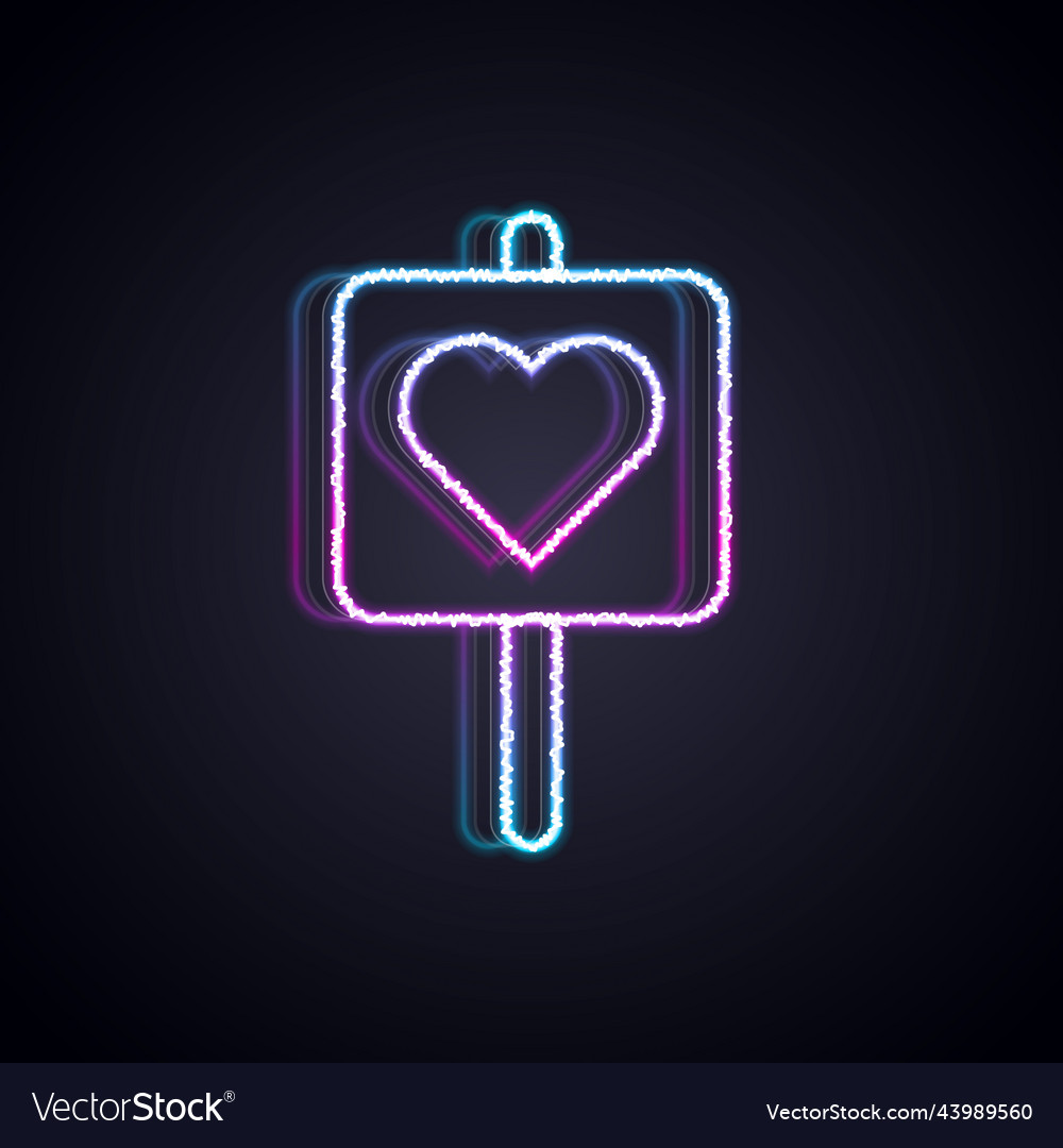 Glowing neon line map pointer with heart icon vector image Glowing neon line map pointer with heart icon