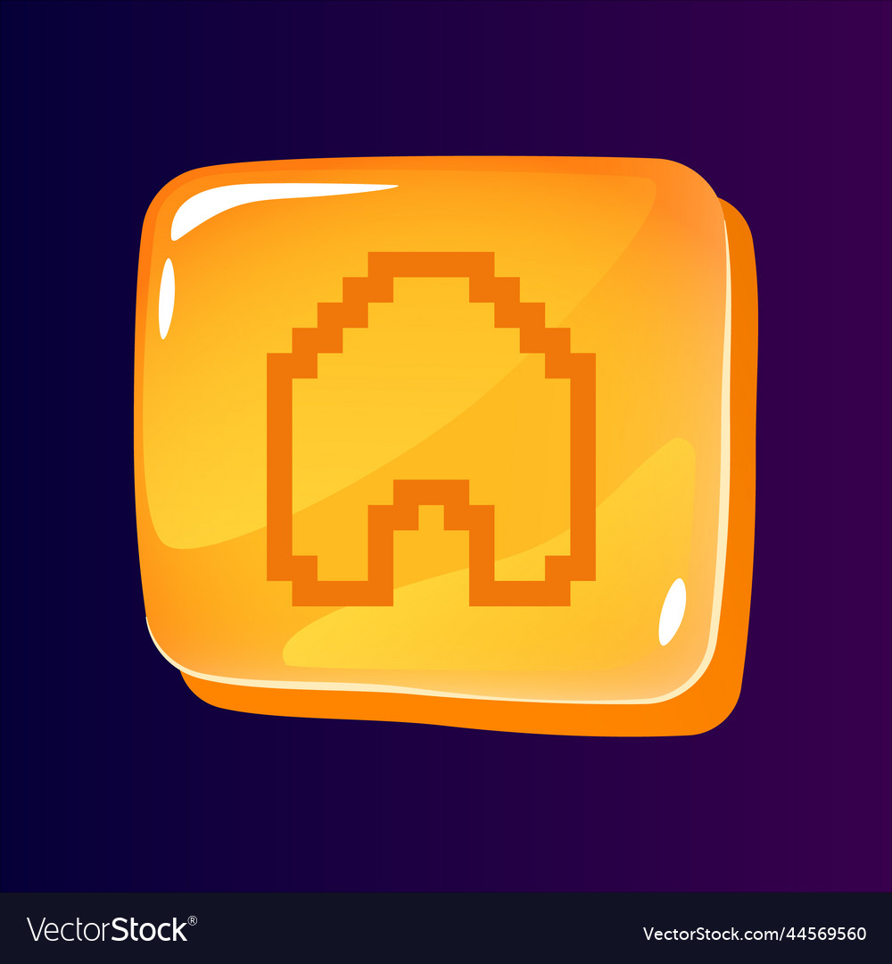 Home glossy ui button with pixelated icon vector image Home glossy ui button with pixelated icon
