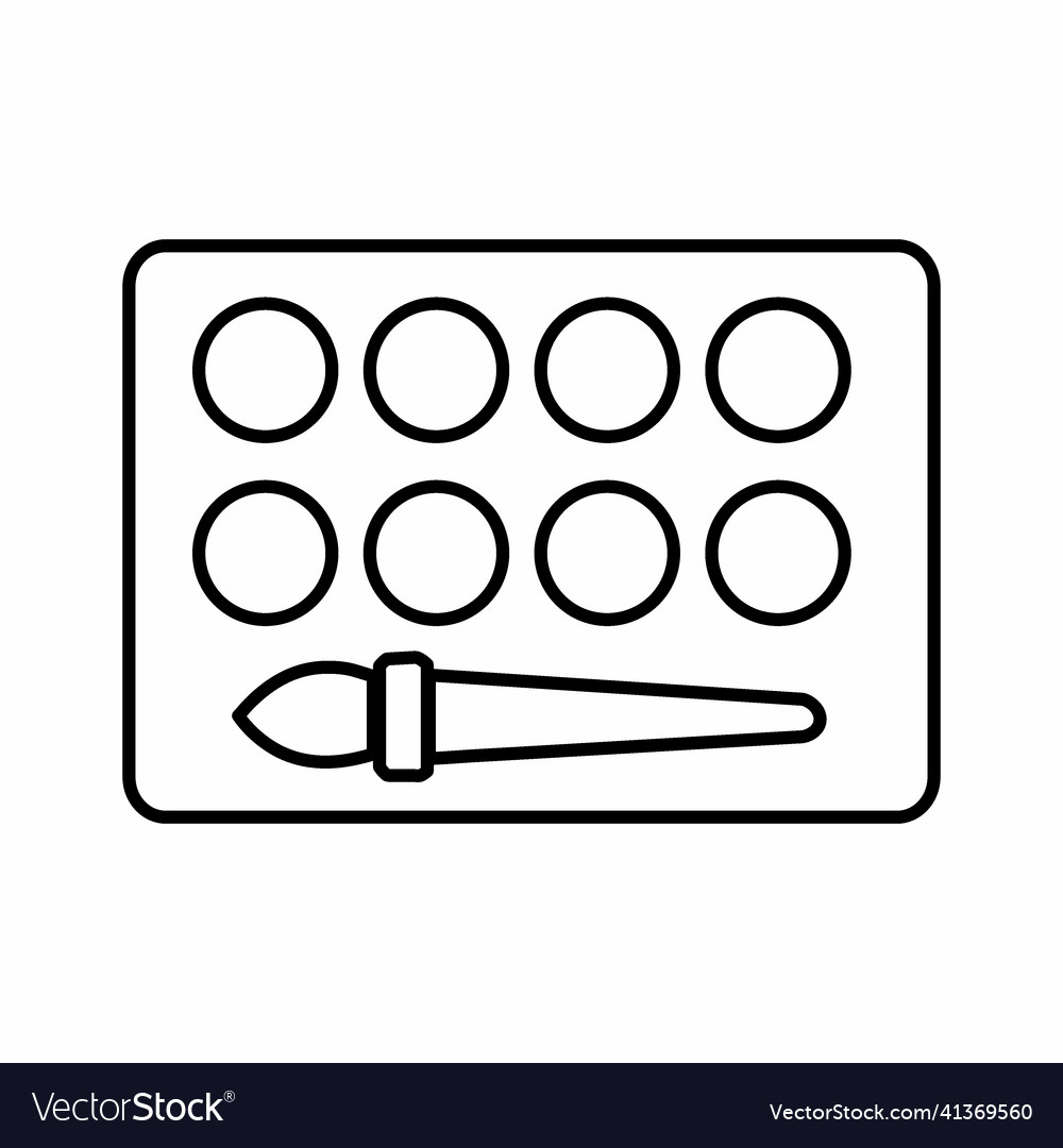 Icon of paints box - line style Royalty Free Vector Image