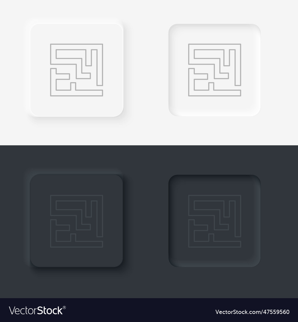 Labyrinth way road neumorphic style button line Vector Image Labyrinth way road neumorphic style button line