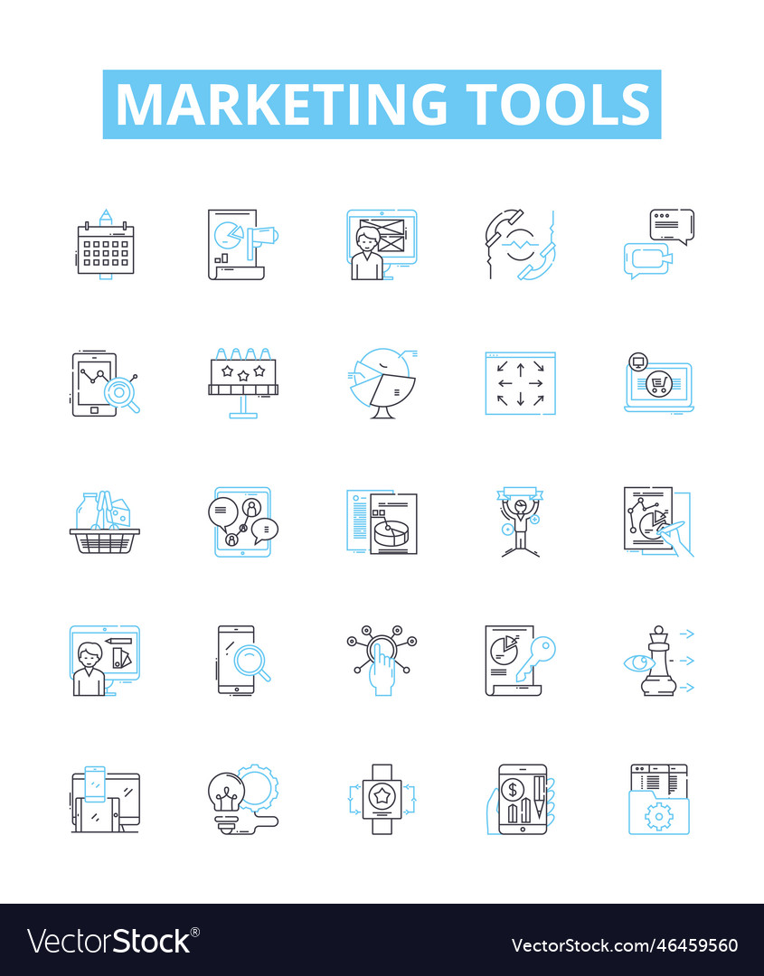 Marketing tools line icons set