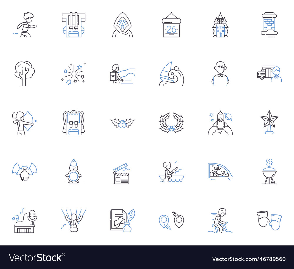 Merriment organization line icons collection Vector Image