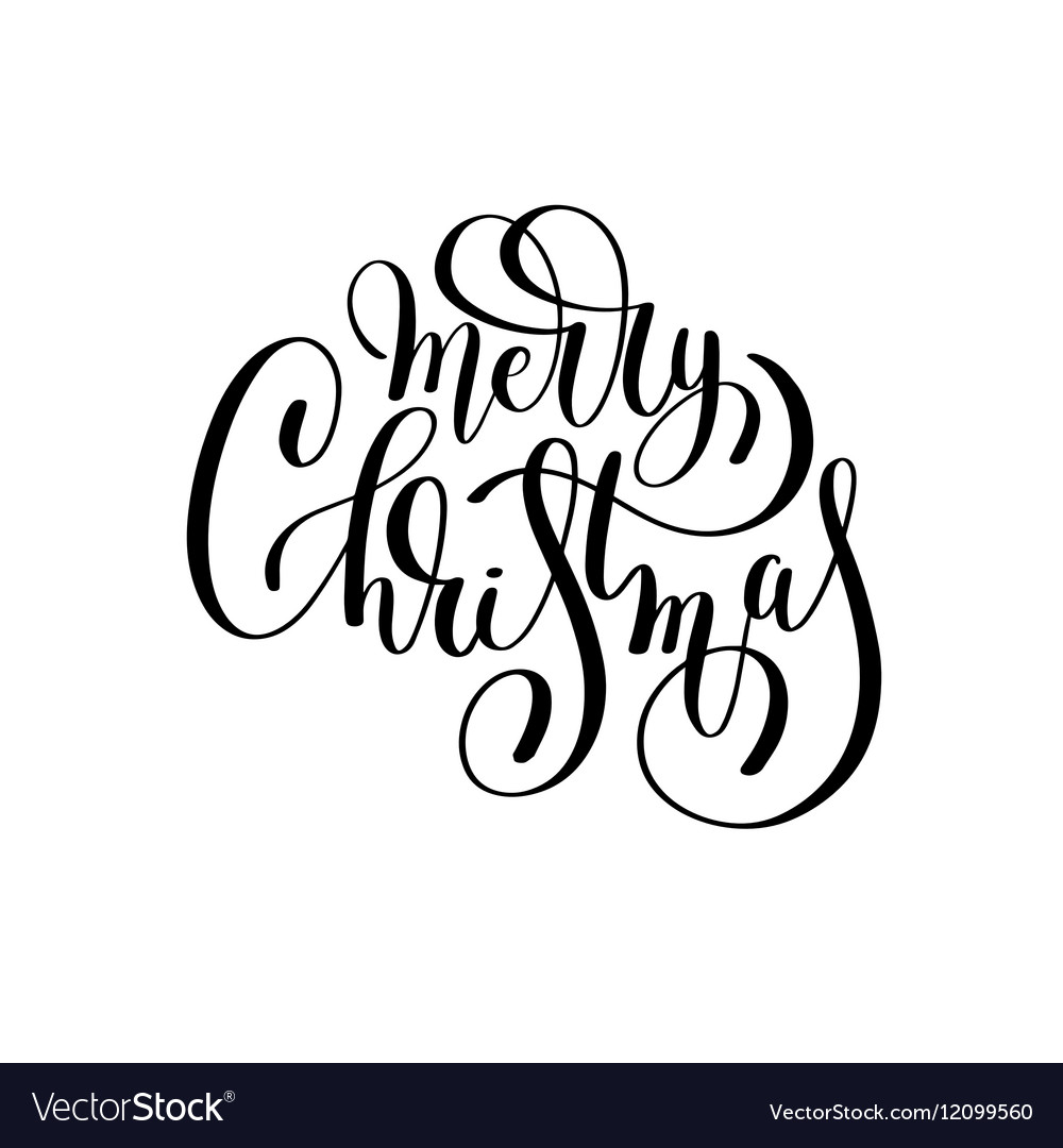 Merry christmas black and white handwritten Vector Image