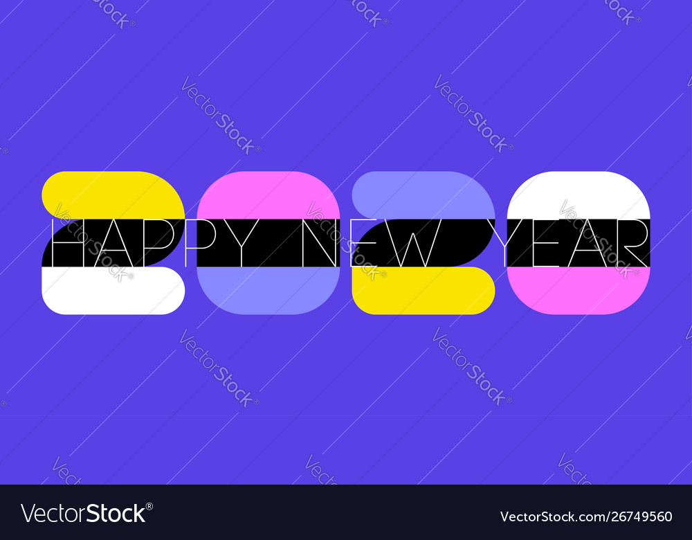 Multicolored numbers 2020 and happy new year text