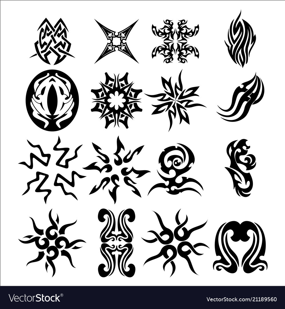 Pack of tribal tattoo set Royalty Free Vector Image