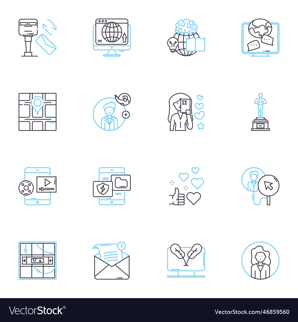 Print media linear icons set typography layout vector image Print media linear icons set typography layout