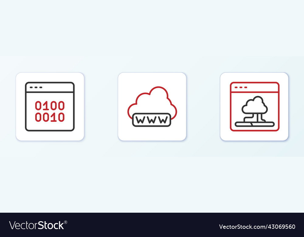 Set line cloud technology data transfer binary vector image Set line cloud technology data transfer binary