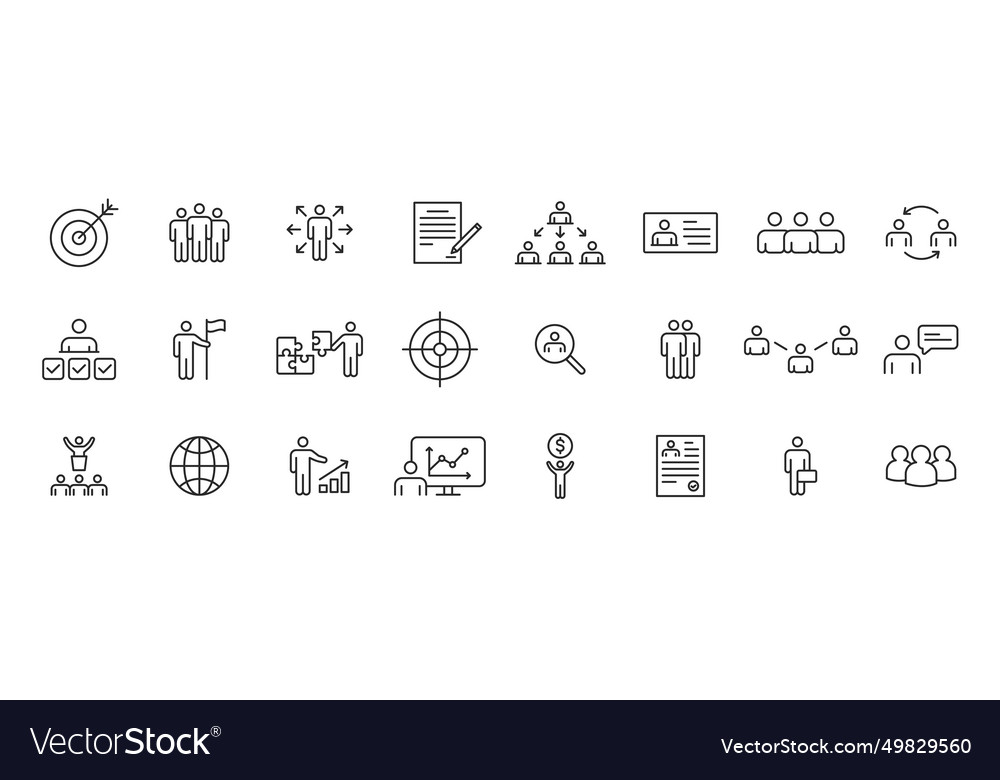 Set of 24 headhunting web icons in line style Vector Image Set of 24 headhunting web icons in line style