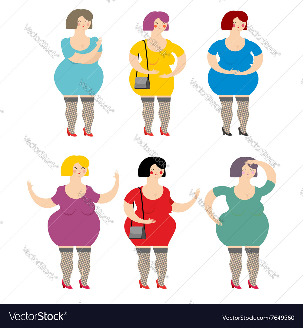 Set von Frauen Prostituierten viel grausames Fett