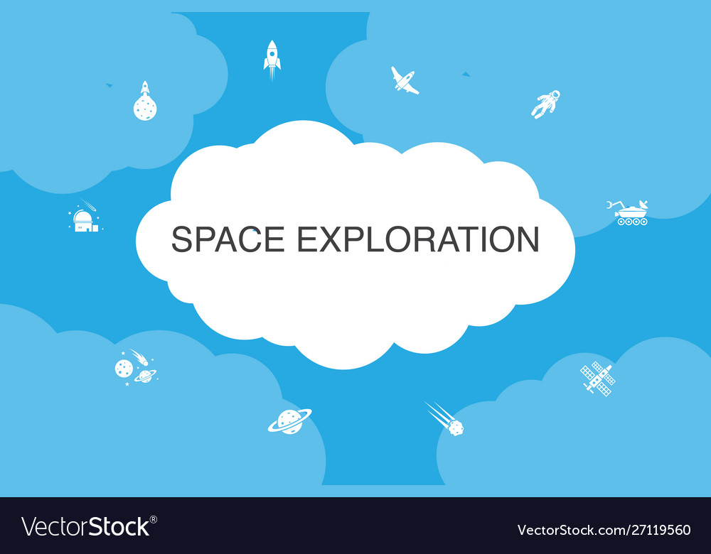 Weltraumexploration Infografik Cloud Design