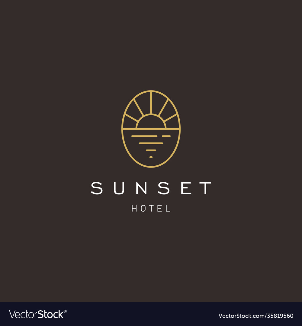 Sun logosunset sunrise with beach ocean sea water Vector Image