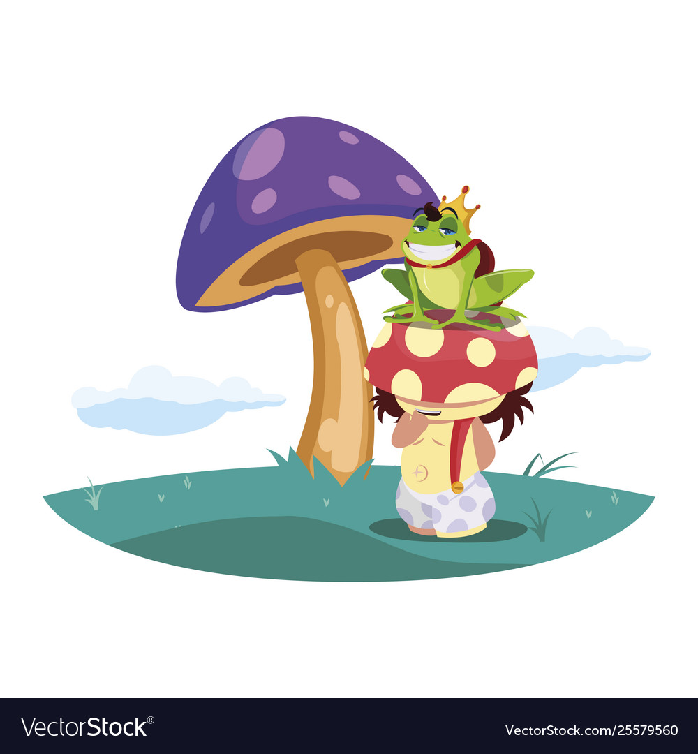 Toad prince and fungu elf in garden