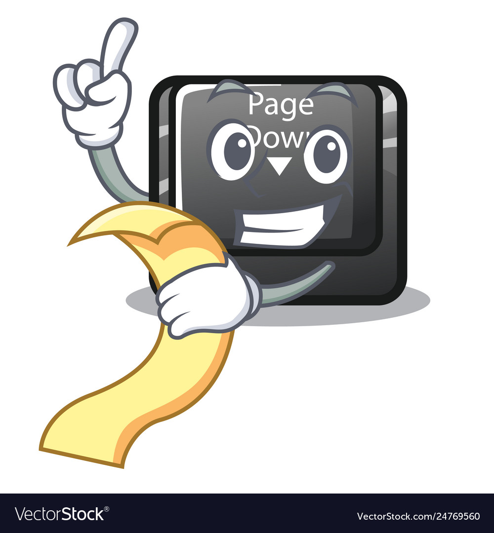 With menu button page down shape mascot vector image With menu button page down shape mascot