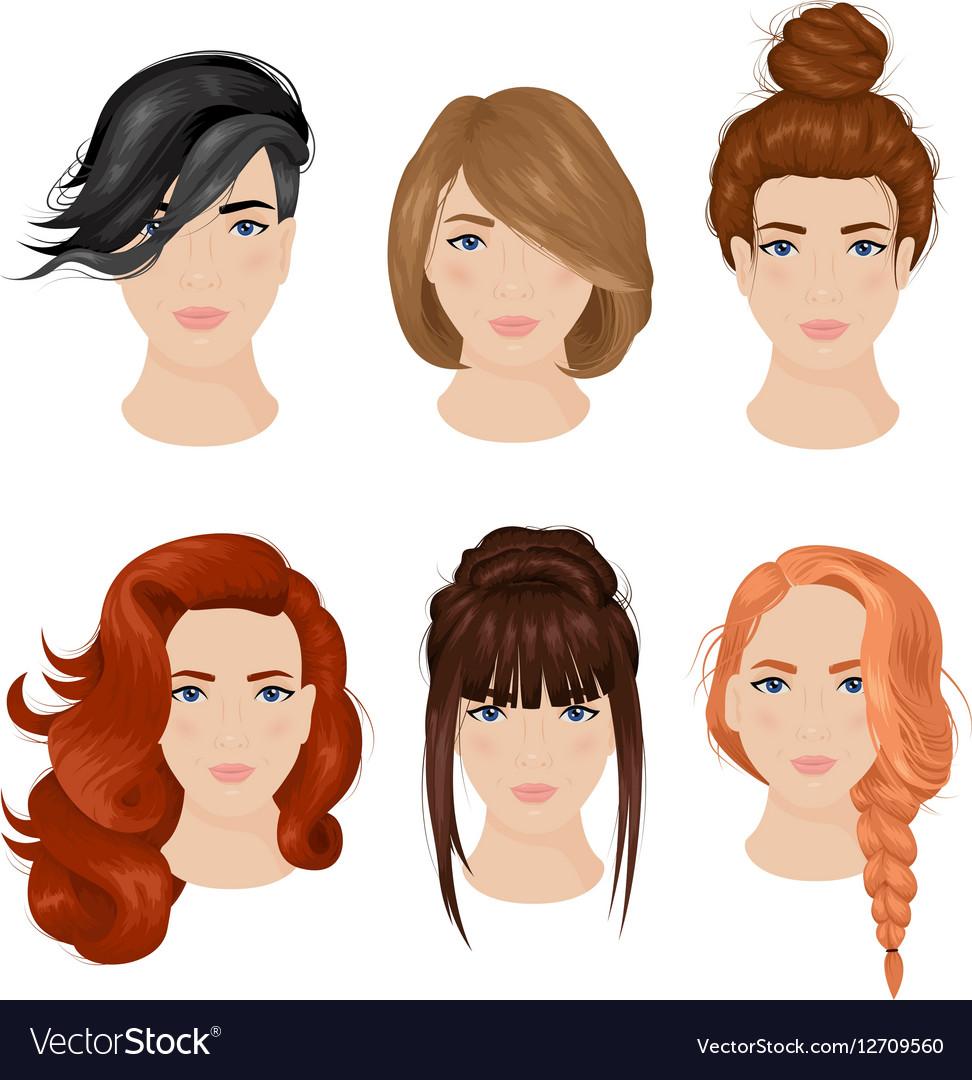 Women hairstyle ideas 6 icons collection Vector Image