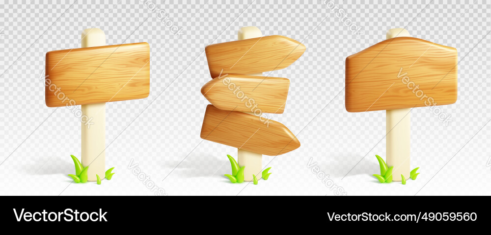 Wooden Signboard 3d Set Royalty Free Vector Image