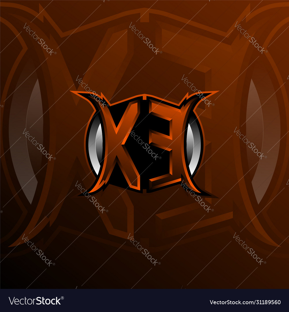 Xe logo letter design in orange color