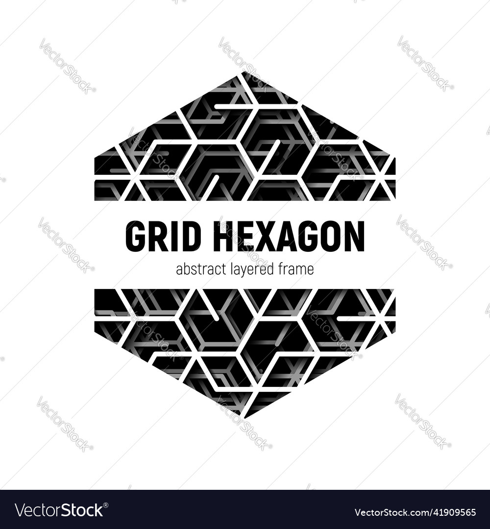Abstract hexagon frame with layered lines