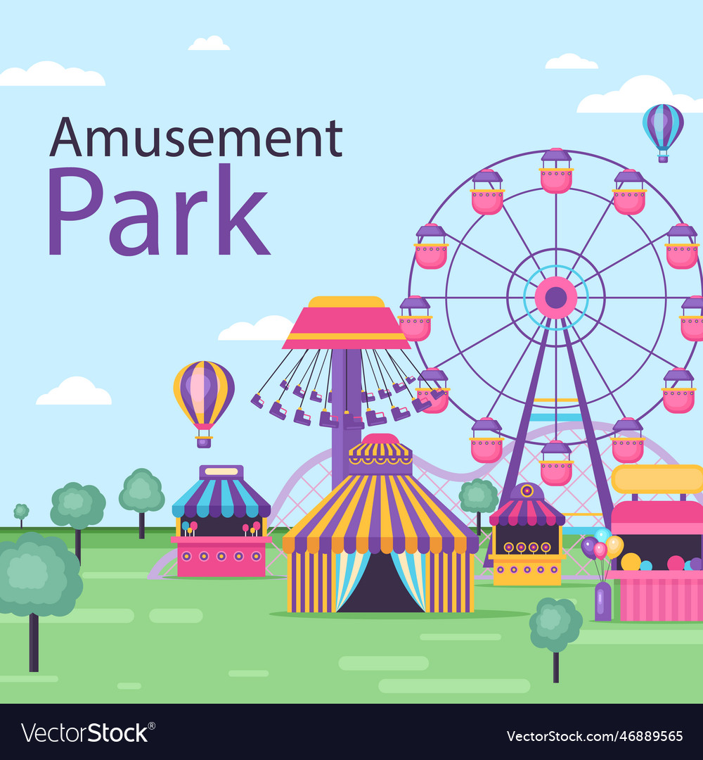 Amusement park template design Royalty Free Vector Image