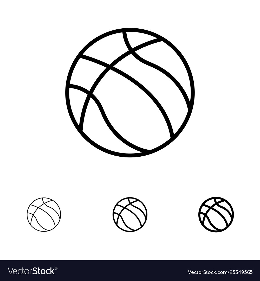 Ball basketball nba sport bold and thin black vector image Ball basketball nba sport bold and thin black