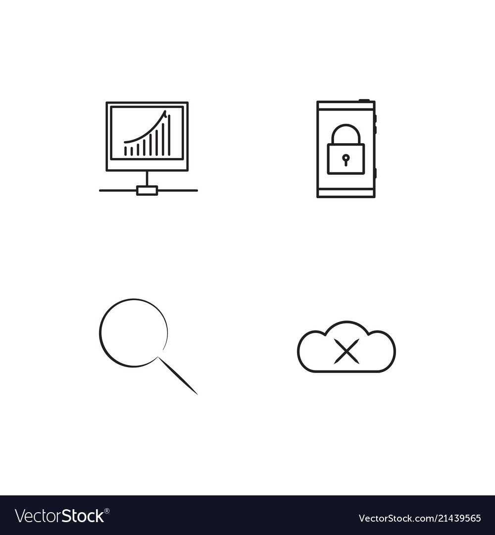 Data analytics linear icons set simple outline