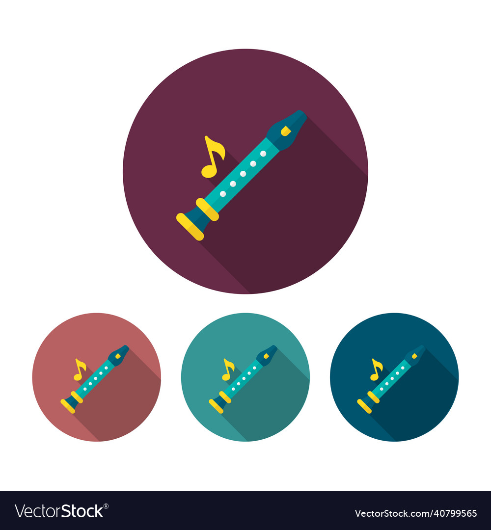 Flute and noted musical note icon flat design