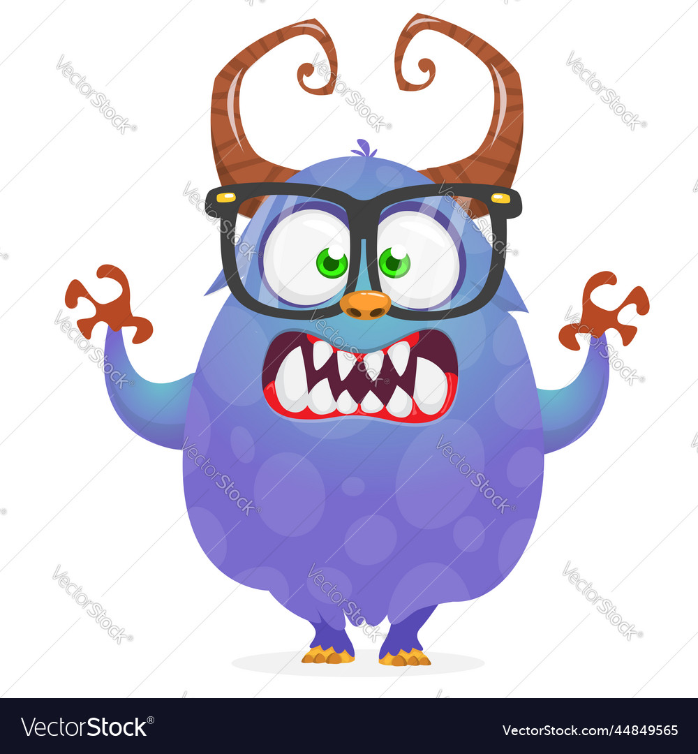 Funny Cartoon Furry Monster Character Of Cute Vector Image