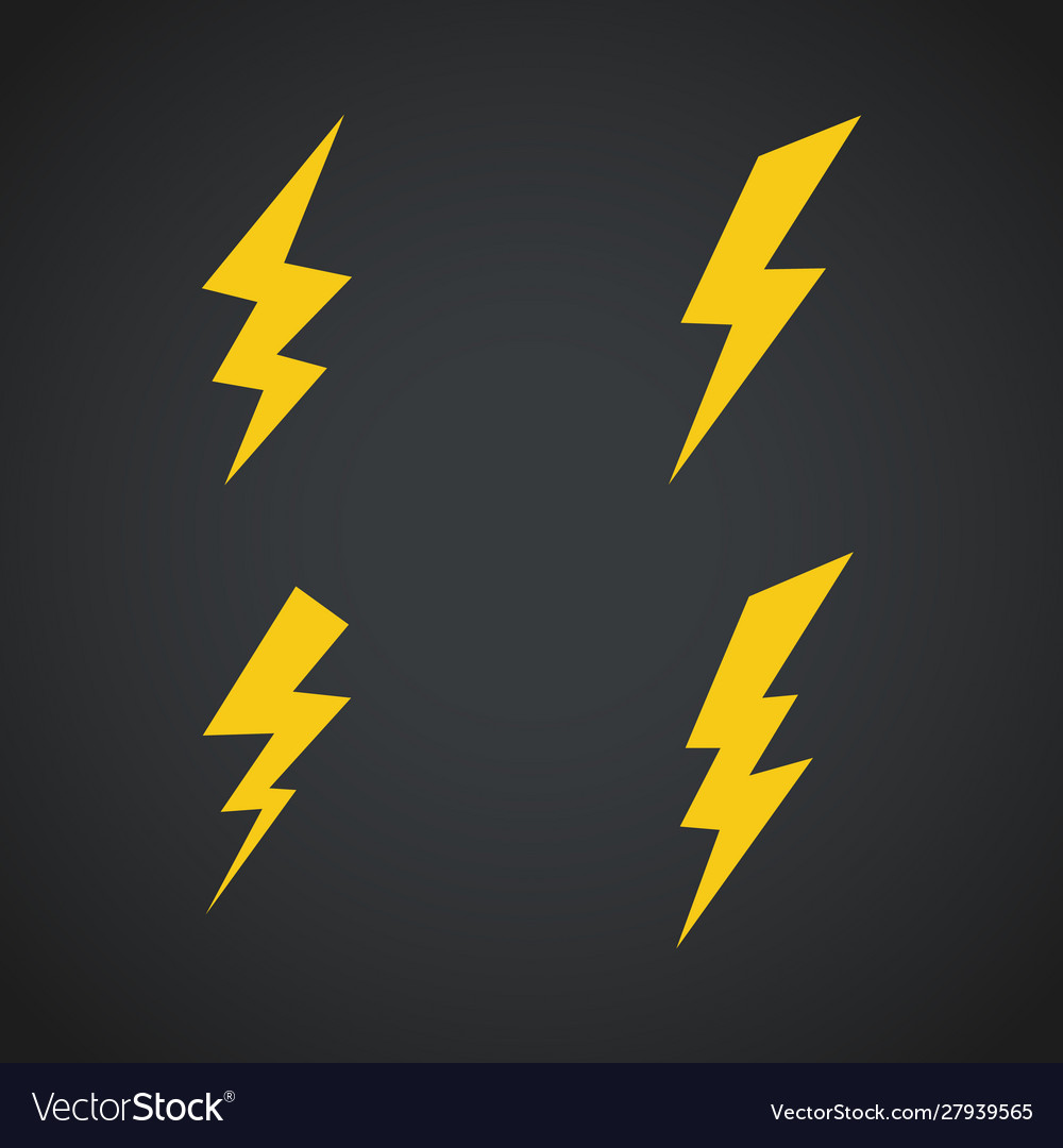 Lightning icons set symbols on dark vector image Lightning icons set symbols on dark