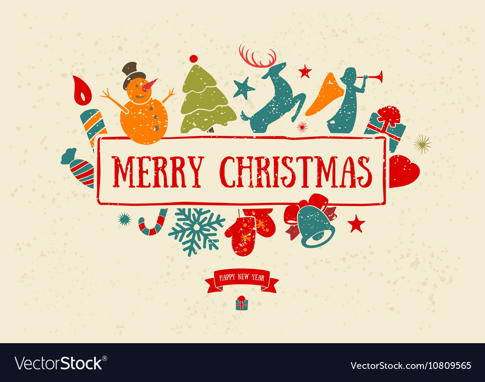 Merry christmas decoration and card design happy