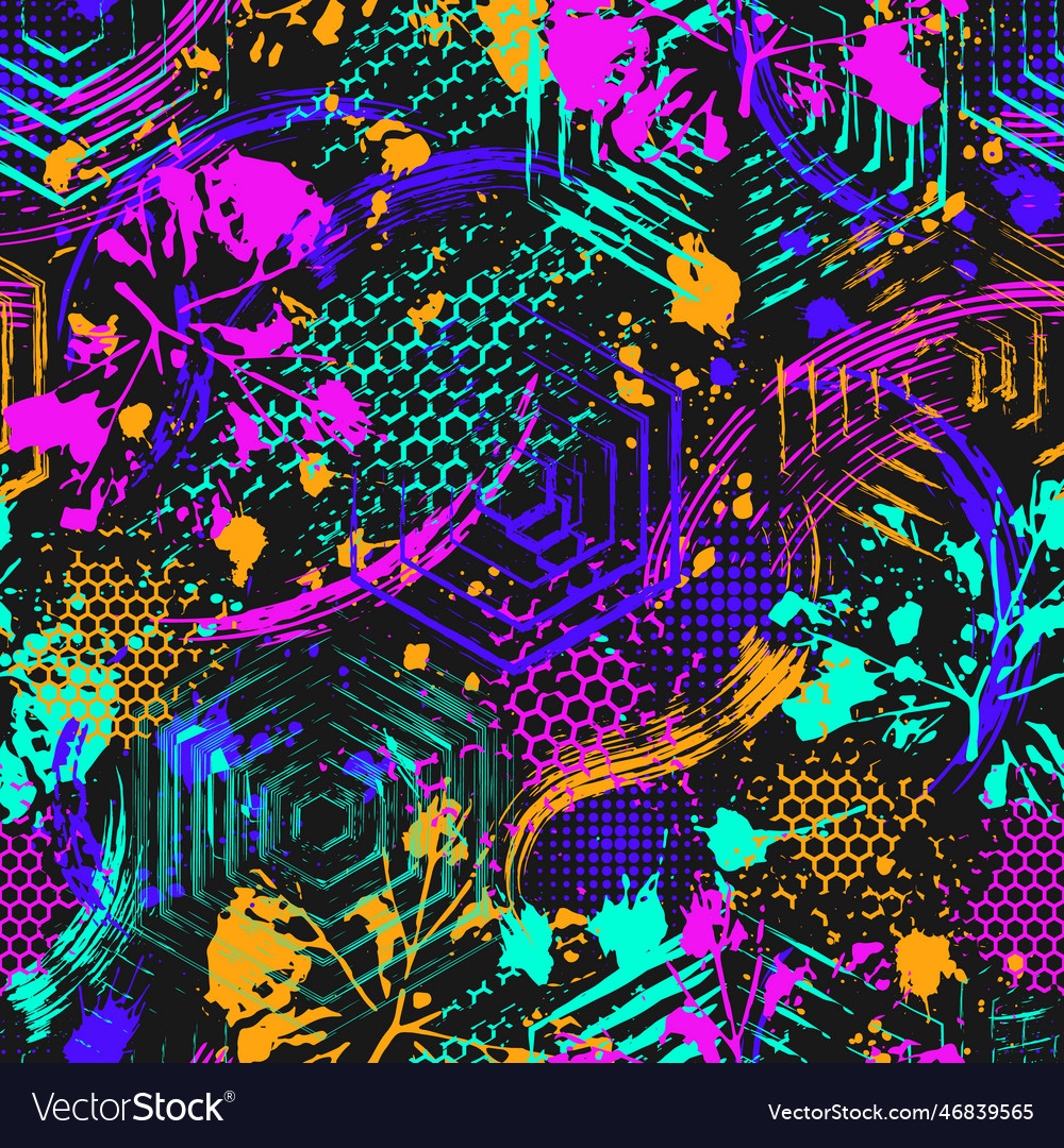 Neon Splatter Abstract Pattern