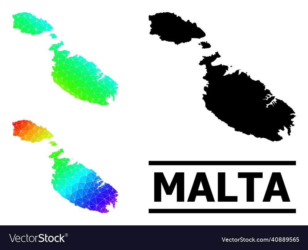 Polygonal spectrum map of malta with diagonal Vector Image Polygonal spectrum map of malta with diagonal