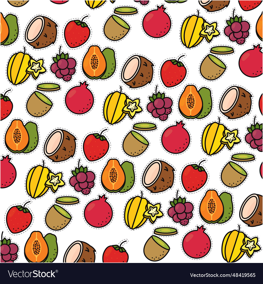 Seamless pattern background with set of fruit