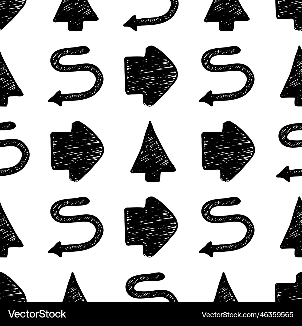Seamless pattern with black hand drawn arrows Vector Image