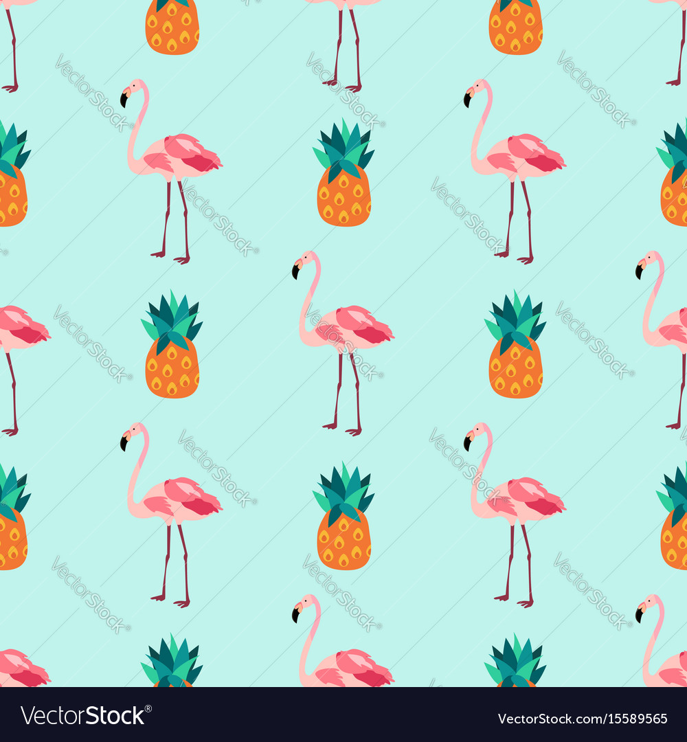 Seamless tropical pattern with flamingos