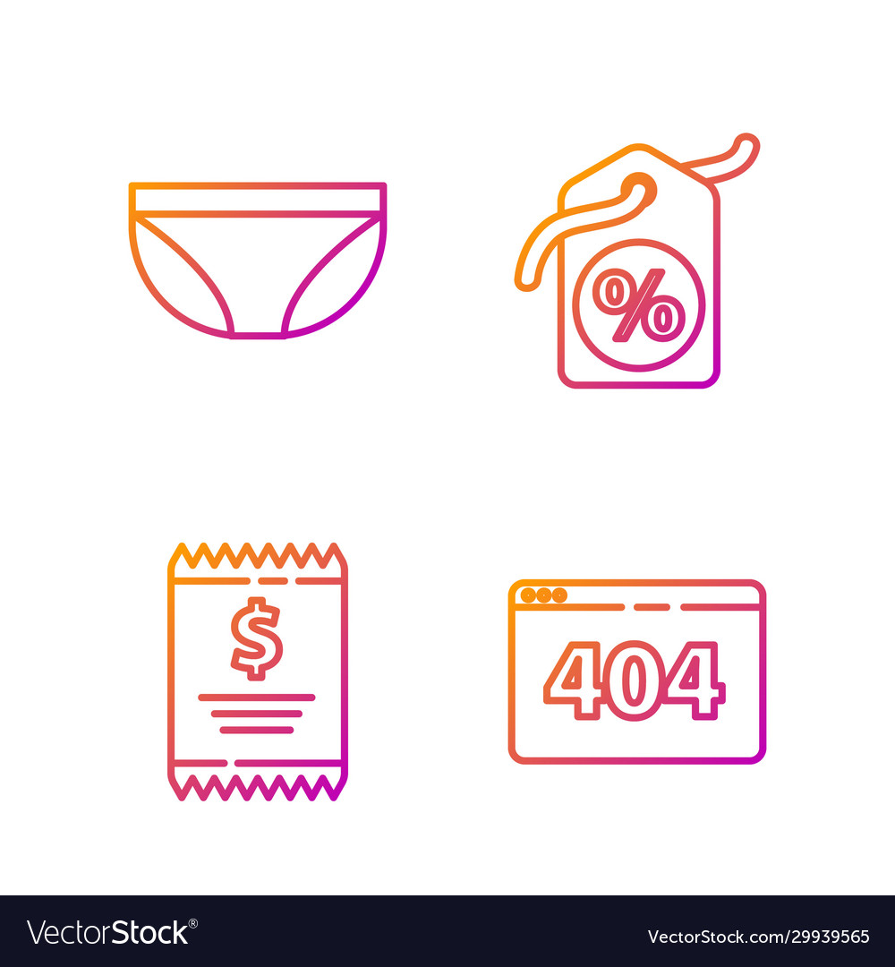 Set line page with a 404 error paper check vector image Set line page with a 404 error paper check